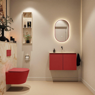 MONDIAZ TURE-DLUX 80cm toiletmeubel Fire. EDEN wastafel Frappe positie midden. Zonder kraangat.