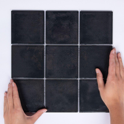The Mosaic Factory Kasba mozaïektegel - 30x30cm - wandtegel - Vierkant - Porselein Black glans