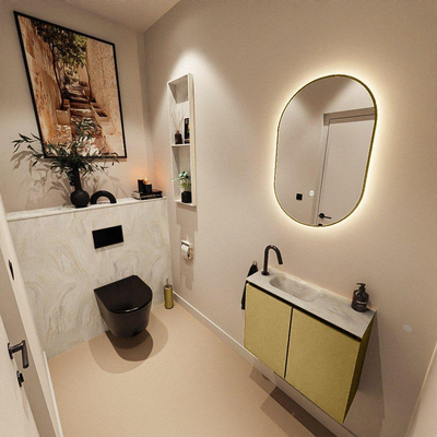 MONDIAZ TURE-DLUX 60cm toiletmeubel Oro. EDEN wastafel Ostra positie links. Met 1 kraangat.