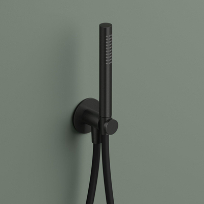 Hotbath Ace Handdoucheset - staafhanddouche - wandsteun met uitlaat - 150cm - doucheslang - zwart geborsteld PVD