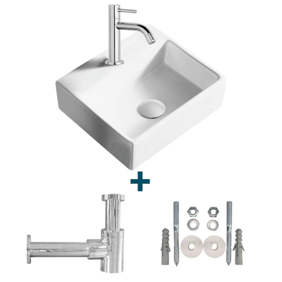 Nemo Spring Sun fonteinset 33.5x29.5cm zonder overloop inclusief kraan en sifon porselein wit