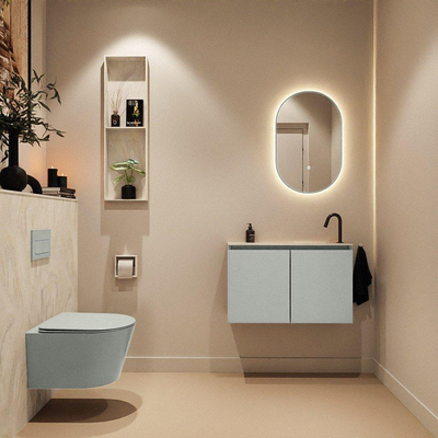 MONDIAZ TURE-DLUX 80cm toiletmeubel Greey. EDEN wastafel Ostra positie rechts. Met 1 kraangat.