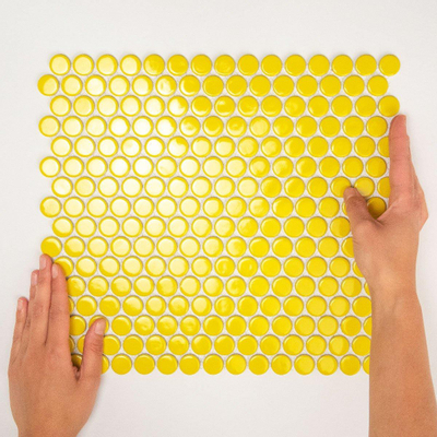 The Mosaic Factory Venice mozaïektegel - 31.5x29.4cm - wandtegel - Rond - Porselein Yellow glans