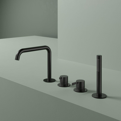 Hotbath Ace Badmengkraan - Badrandcombinatie - éénhendel - 2-weg omstel - handdouche - uitloop - zwart geborsteld PVD