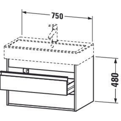 Duravit Ketho Wastafelonderkast 75x44x48cm Standaard greep met softclose spaanplaat wit Mat