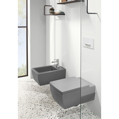 Villeroy & Boch Memento 2.0 closetzitting met deksel met softclose en quick release graphite