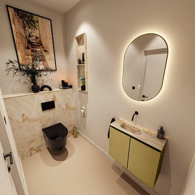 MONDIAZ TURE-DLUX 60cm toiletmeubel Oro. EDEN wastafel Frappe positie links. Zonder kraangat.