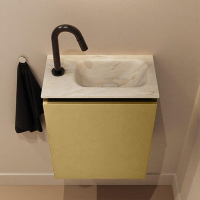 MONDIAZ TURE-DLUX 40cm toiletmeubel Oro. EDEN wastafel Ostra positie rechts. Met 1 kraangat.