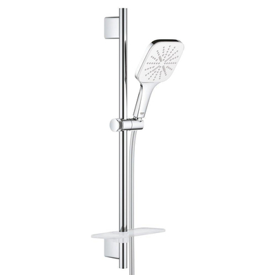 GROHE Vitalio Smaractive 130 Cube Glijstangset - 60cm - vierkante handdouche -3 straalsoorten - gladde doucheslang - met zeepschaal - chroom