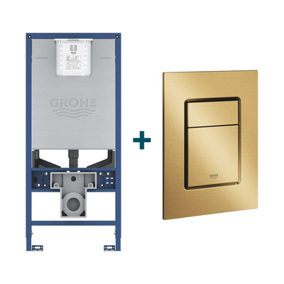 GROHE Rapid SLX Inbouwreservoir - frame netspanning - douchewc aansluiting - GROHE Skate cosmopolitan bedieningsplaat - Geborsteld Cool Sunrise