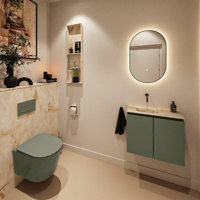 MONDIAZ TURE-DLUX 60cm toiletmeubel Army. EDEN wastafel Frappe positie links. Zonder kraangat.