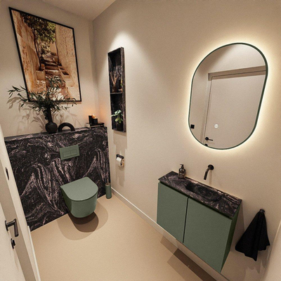 MONDIAZ TURE-DLUX 60cm toiletmeubel Army. EDEN wastafel Lava positie rechts. Zonder kraangat.