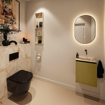 MONDIAZ TURE-DLUX 40cm toiletmeubel Oro. EDEN wastafel Frappe positie rechts. Zonder kraangat.