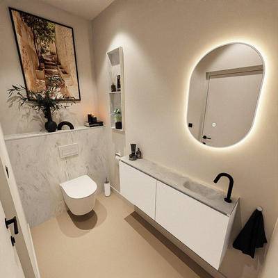 MONDIAZ TURE-DLUX 120cm toiletmeubel Talc. EDEN wastafel Opalo positie rechts. Met 1 kraangat.