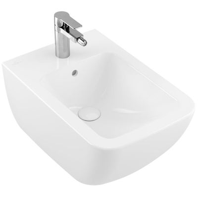 Villeroy en Boch Venticello wandbidet met 1 kraangat 37.5x56cm met overloop wit