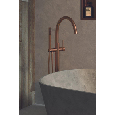 Brauer Copper Edition Staande Badkraan - handdouche staaf 1 stand -2 gladde knoppen - PVD - geborsteld koper