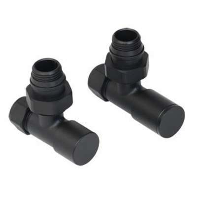 Comodesign radiator aansluitset haaksincl. koppeling 15 en 16mmmet handbediende knopmat zwart