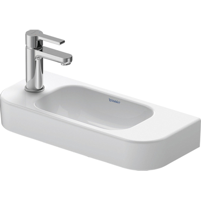 Duravit HappyD 2 fontein met overloop met kraangat links 50x22cm met wondergliss wit