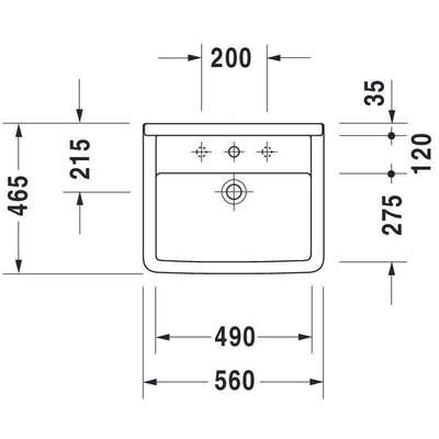 Duravit Philippe Starck 3 opbouwwastafel 56x46cm wit OUTLETSTORE