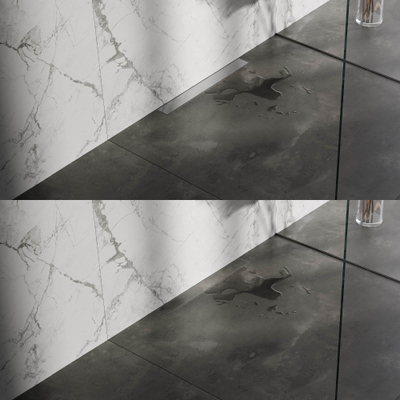 Brauer Douchegoot - 60x7.5cm - muurflens - tegelinlegrooster omkeerbaar - RVS - RVS - geborsteld RVS