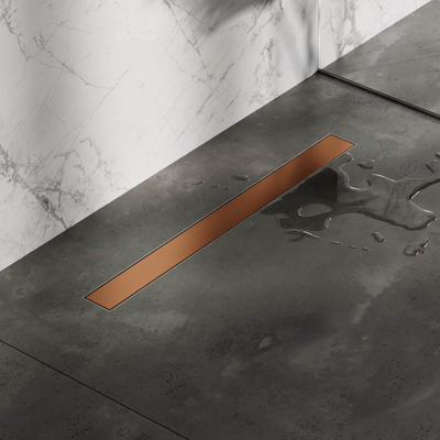 Brauer Douchegoot - 70x7.5cm - vloerflens - tegelinlegrooster omkeerbaar - RVS - geborsteld koper