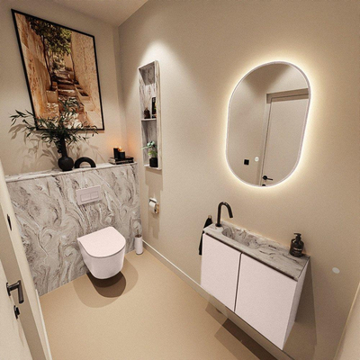 MONDIAZ TURE-DLUX 60cm toiletmeubel Rosee. EDEN wastafel Glace positie links. Met 1 kraangat.