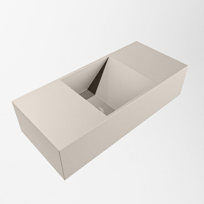 Mondiaz TYNE 50cm fontein solid surface kleur Linen. met kraangat. Positie wastafel links.