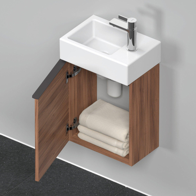 Duravit D-Neo wastafelonderkast 36.4x44x22.2cm Linksdraaiend 1 deur Noten Mat