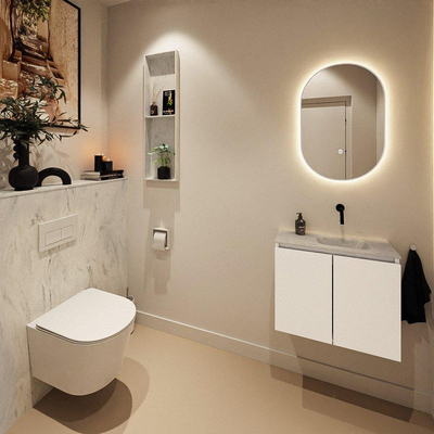 MONDIAZ TURE-DLUX 60cm toiletmeubel Talc. EDEN wastafel Opalo positie rechts. Zonder kraangat.