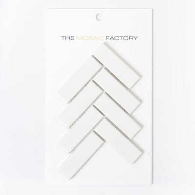 SAMPLE The Mosaic Factory Paris mozaïektegel 2.3x7.3x0.6cm voor wand en vloer voor binnen en buiten visgraat Keramiek Glans Extra Wit