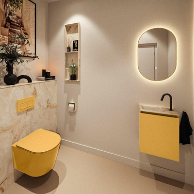 MONDIAZ TURE-DLUX 40cm toiletmeubel Ocher. EDEN wastafel Frappe positie links. Met 1 kraangat.
