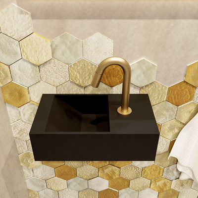 Mondiaz TYNE Fonteinset - 40x23x12cm - wasbak links - 1 kraangat - solid surface Urban mat