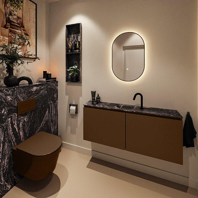 MONDIAZ TURE-DLUX 120cm toiletmeubel Rust. EDEN wastafel Lava positie midden. Met 1 kraangat.