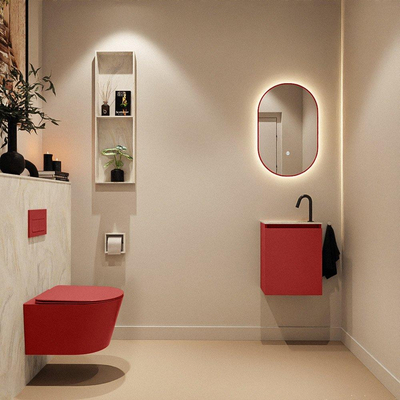 MONDIAZ TURE-DLUX 40cm toiletmeubel Fire. EDEN wastafel Ostra positie links. Met 1 kraangat.