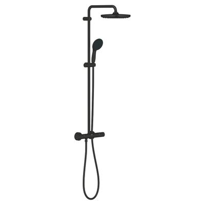 Grohe Vitalio Startdouchesysteem m. douchekraan thermostatisch m. aquadimmerm. hoofddouche Ø25cm en handdouche Ø11cm m. 2 st.mat zwart