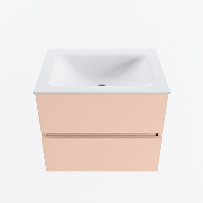 MONDIAZ VICA Badkamermeubelset - 60cm - onderkast rosee- 2 lades - wastafel cloud midden - 1 kraangat - 60cm hoge versie - talc