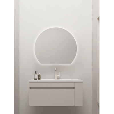 Adema Aura Badkamerpiegel - 100x85cm - Halfrond - Horizontaal / Verticaal - indirecte LED verlichting - Spiegelverwarming - Infrarood