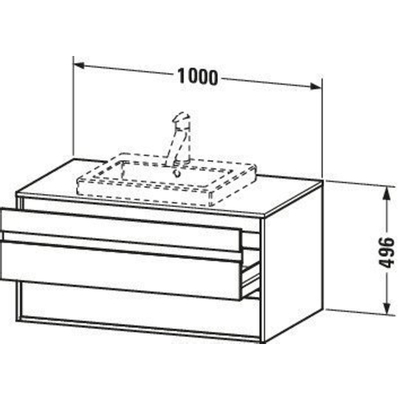 Duravit Ketho Wastafelonderkast 100x55.1x49.6cm Standaard greep met softclose spaanplaat Basalt Mat