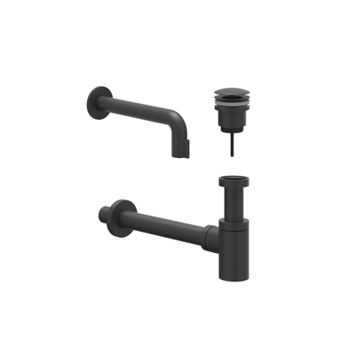 IVY Fonteinset - wand model - inkortbaar - always open plug - Mat zwart PED