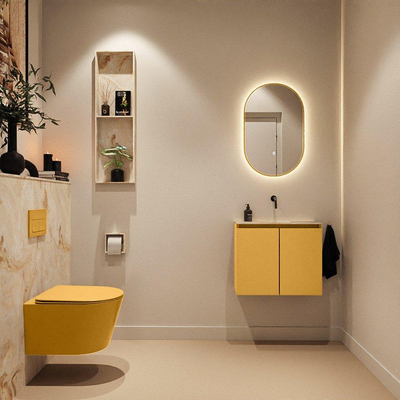 MONDIAZ TURE-DLUX 60cm toiletmeubel Ocher. EDEN wastafel Frappe positie midden. Zonder kraangat.