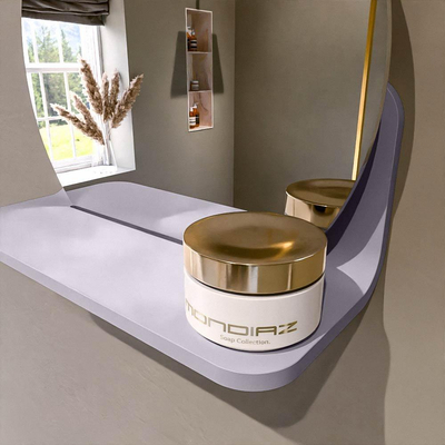 Mondiaz SPOT Badkamerspiegel - rond 30cm - spiegelplanchet - kleur Cale