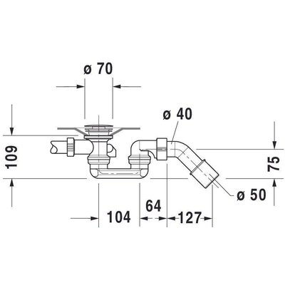 Duravit D Code badafvoer en overloopcombinatie met waste voor bad 180cm inclusief middenafvoer