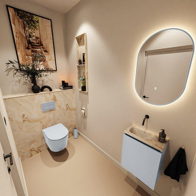 MONDIAZ TURE-DLUX 40cm toiletmeubel Clay. EDEN wastafel Frappe positie links. Zonder kraangat.