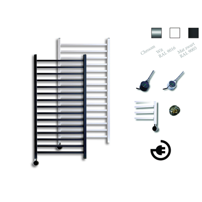 Sanicare Qubic Elektrische Design Radiator - 126.4 x 60 cm - 773 Watt - thermostaat zwart linksonder - wit