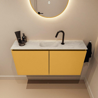 MONDIAZ TURE-DLUX 100cm toiletmeubel Ocher. EDEN wastafel Opalo positie midden. Met 1 kraangat.