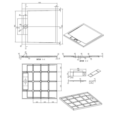 Best Design Decent douchebak Just Solid 100x100x3,5cm