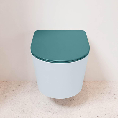 MONDIAZ LAVIE wandclosetpack - 36x53cm - diepspoel - rimless - clay (blauw) - softclose - quick-release - toiletzitting - Smag (blauw)