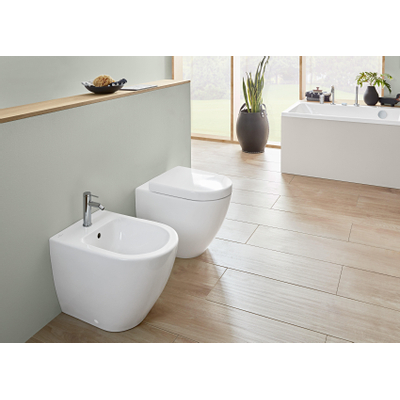 Villeroy en Boch Subway 2.0 staand bidet met kraangat met overloop ceramic+ wit