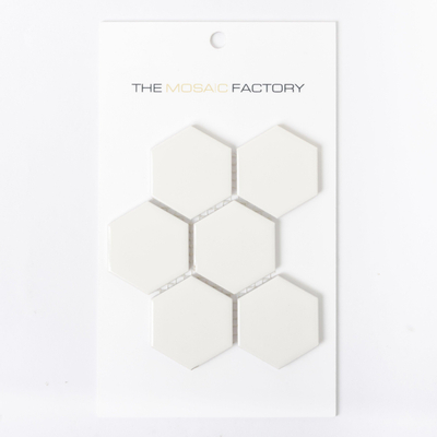 SAMPLE The Mosaic Factory Barcelona mozaïektegel 5.1x5.9x0.6cm wandtegel voor binnen en buiten Zeshoek Keramiek Extra Wit