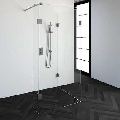 BRAUER Create Inloopdouche - reversed - 100x100cm - profielloos - 30cm - zijwand - antikalk - 8mm veiligheidsglas - geborsteld RVS